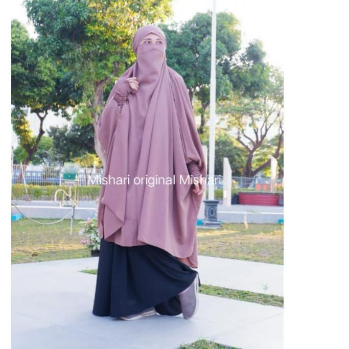 ➲ Jilbab hijab instan/Hijab Bergo wolpeach/ french khimar tangan kerut/ french khimar Nadhira ✱