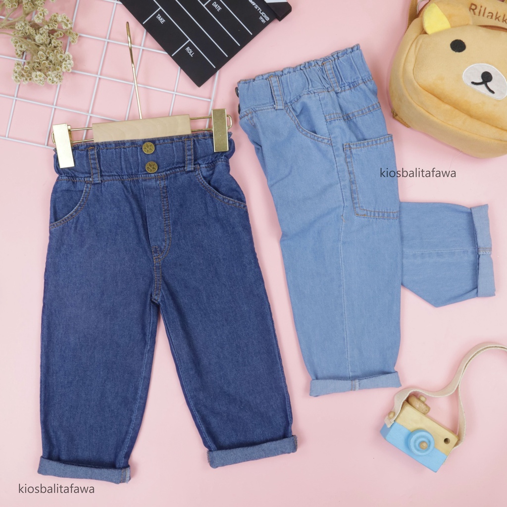 (1-5 Tahun) Anya Denim Highwaits Anak Perempuan / Celana Boyfriend Jeans Celana Panjang Baggy Pants Jins Levis Lepis Gaya Elegant Korea kualitas Import Anak Cewek Babycinnamon