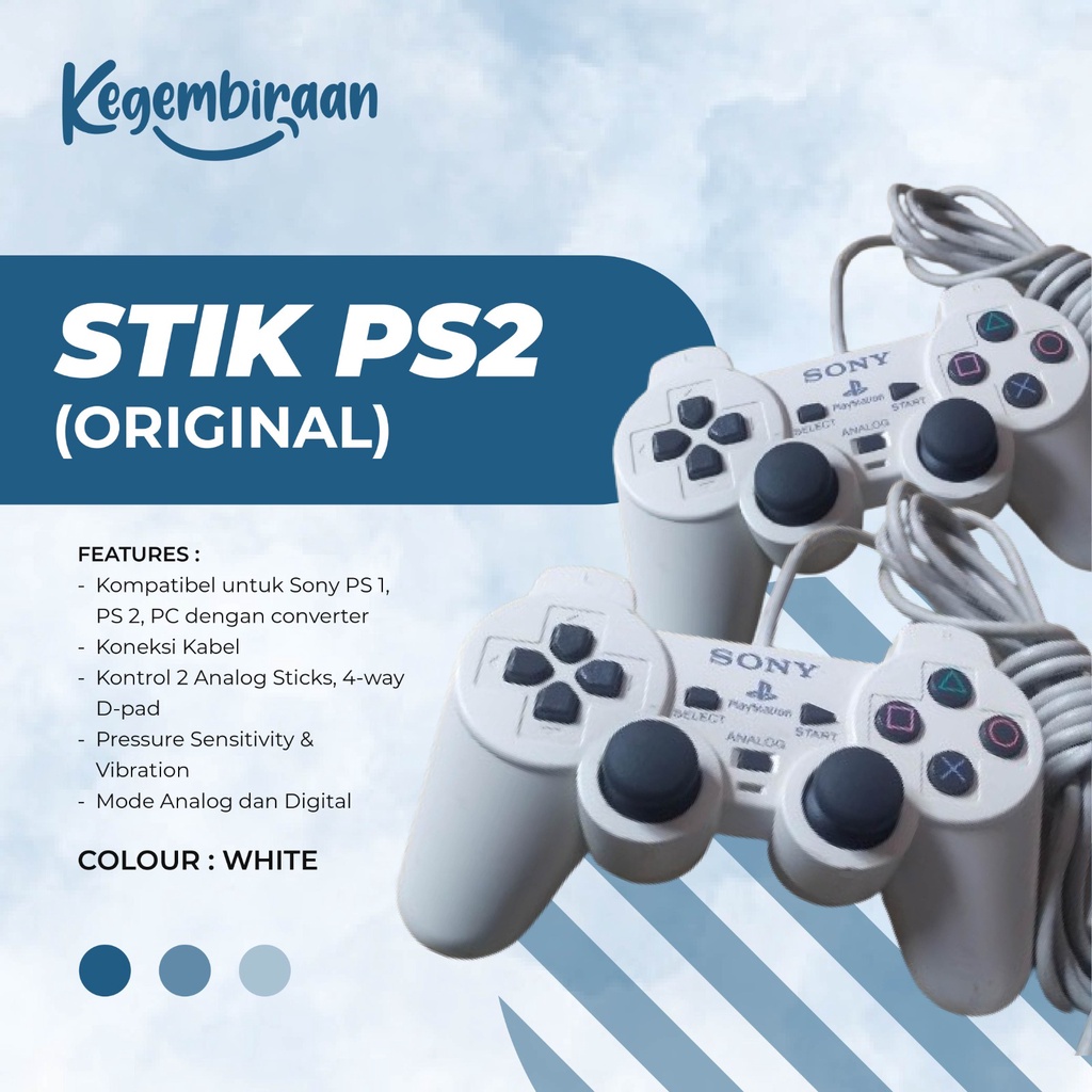 STIK ps/stick ORI PABRIK PS2/ps 2 ELITE WARNA PUTIH