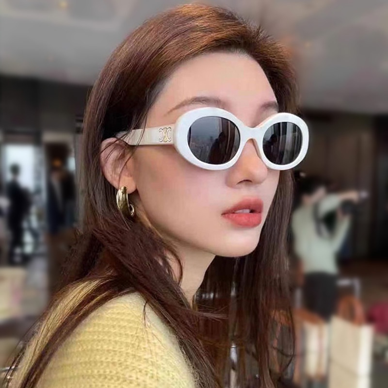 Papaozhu Chic Oval Frame Kacamata Hitam Untuk Wanita Perempuan Fashion Sunnies Eyeglasses Aesthetic Shades OOTD Eyewear Glasses