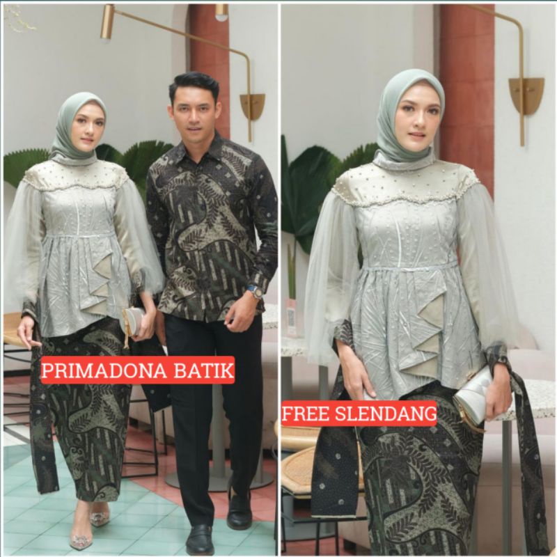 Couple Kebaya Modern Baju Wisuda Tunangan Lamaran Terbaru Baju Batik Brokat Couple vanilla