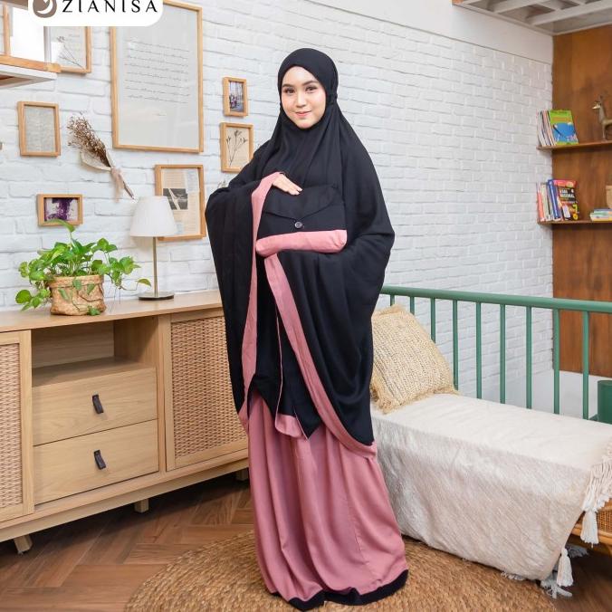 Mukena Zianisa New Salwa Mocca-Black Allsize
