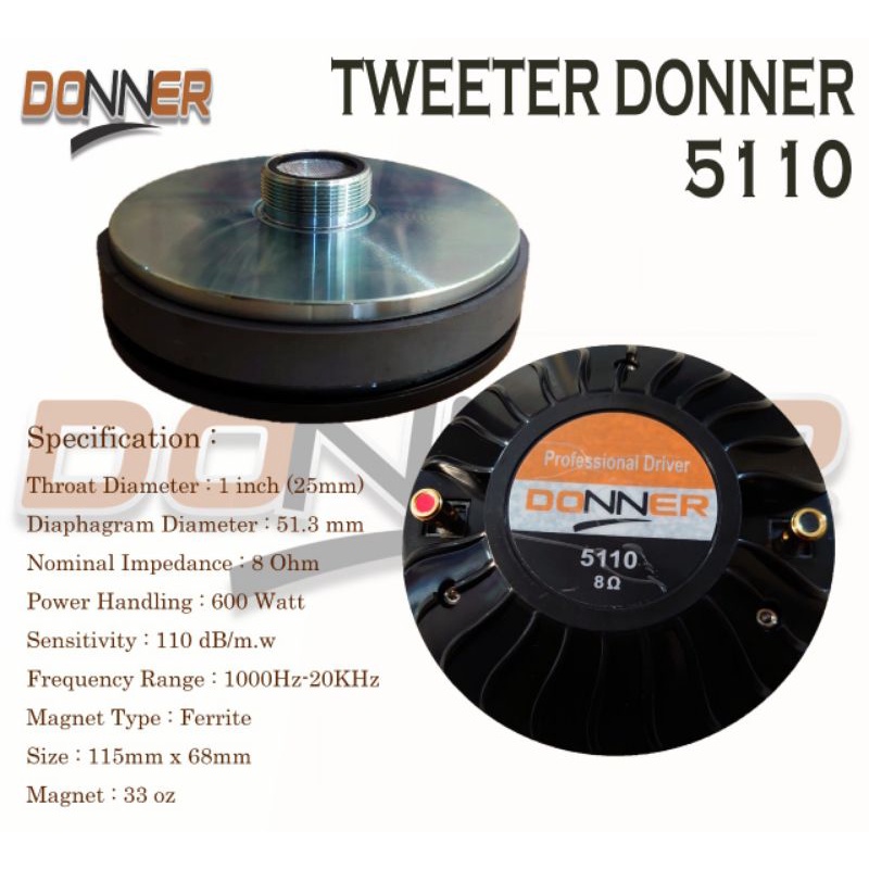 DRIVER TWETER TWITER DONER DONNER STAGEMASTER STAGE MASTER D5 5110 500 WATT ORIGINAL