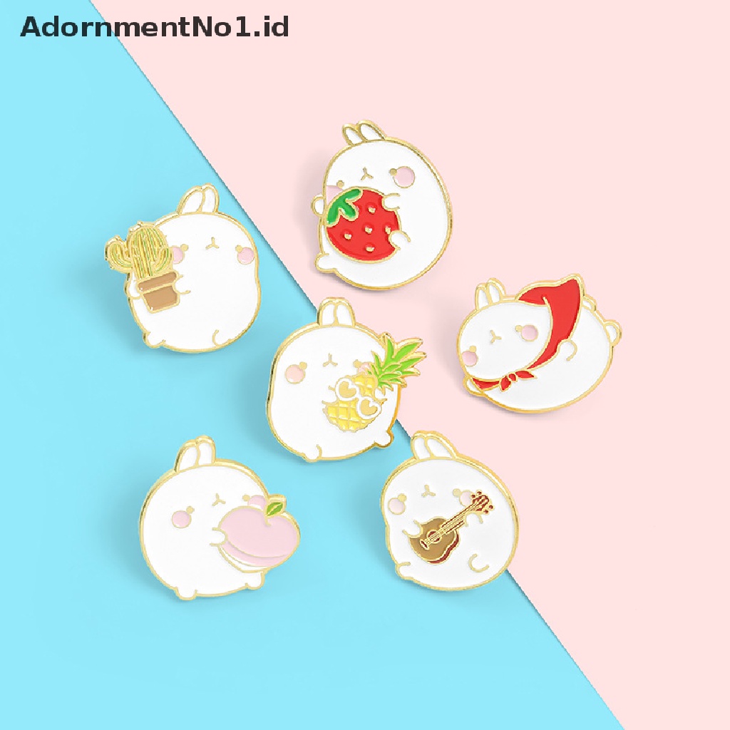 [AdornmentNo1] Kartun Hewan Manis Kelinci Enamel Pin Tanaman Buah Strawberry Nanas Alloy Bros Wanita Lucu Perhiasan Hadiah [ID]