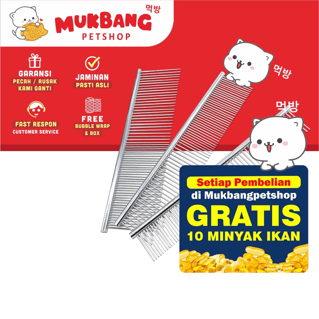 Sisir Besi Anjing Kuning Kelinci Groomig Comb Dog Cat Rabbit Stainless Steel