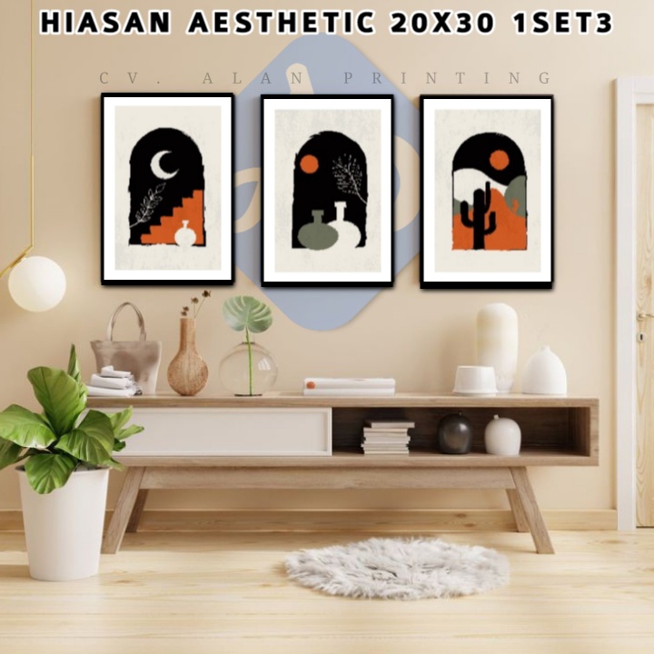 HIASAN AESTHETIC 1SET3 PLUS BINGKAI HIASAN DINDING ABSTRAK KODE ACS ads