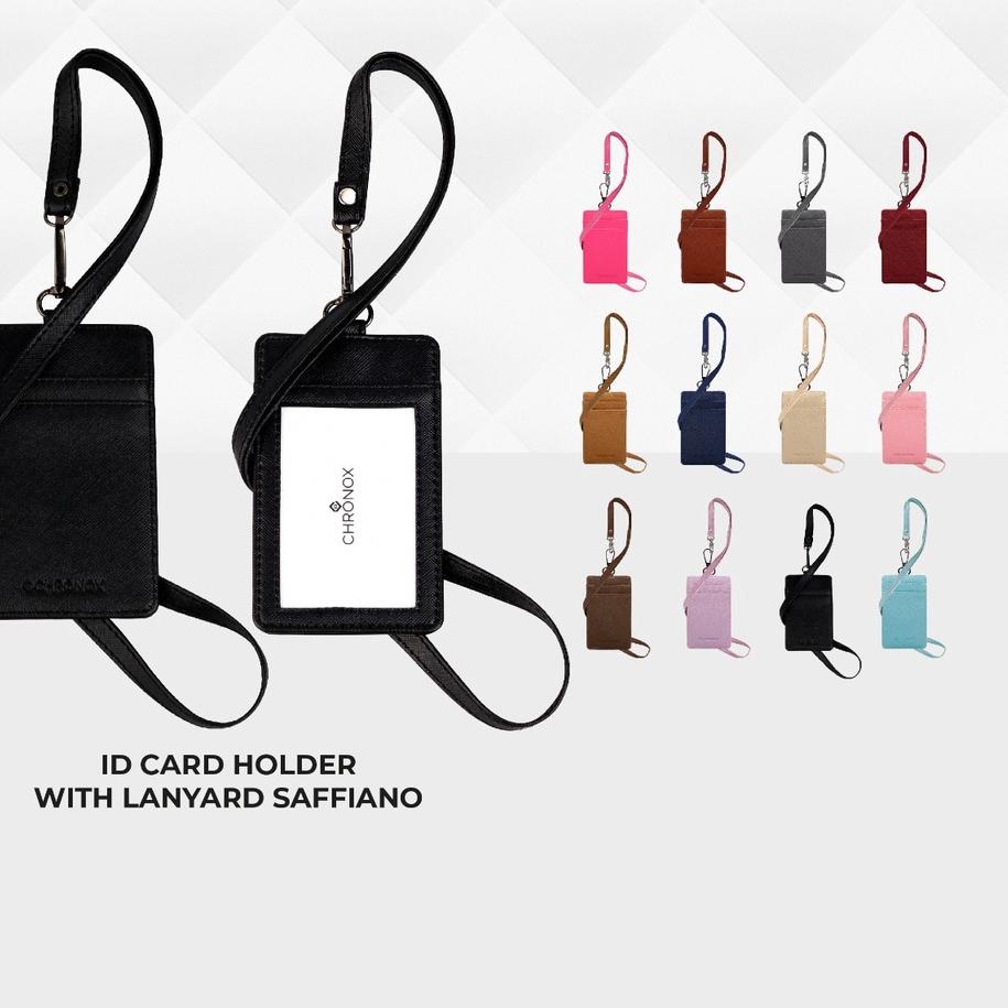 

ANA547 CHRONOX Lanyard Pria Wanita Kulit Saffiano ID Card Holder - AVERY |