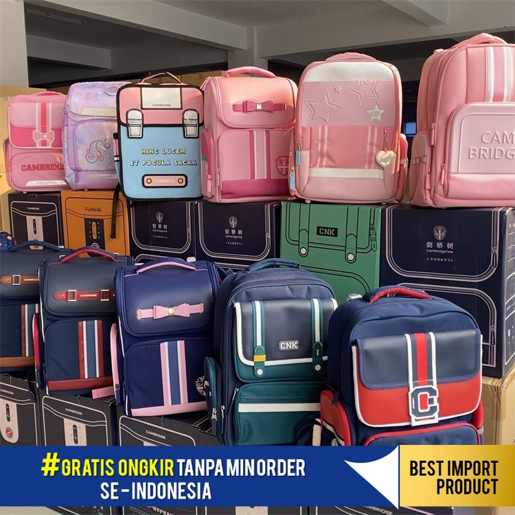 Tas Ransel Pria Wanita Versi Upgrade Tulang Belakang Perlindungan  Beban Pengurangan Anak Kartun Sek