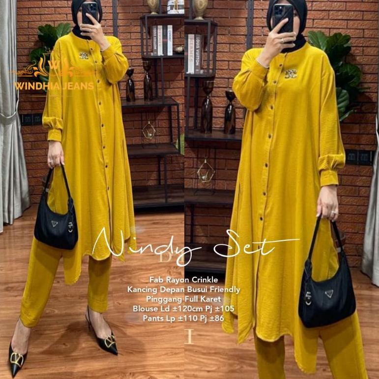 Paling Laris Nindy One Set Setelan Wanita Jumbo BSize Bahan Rayon Cringkle Premium