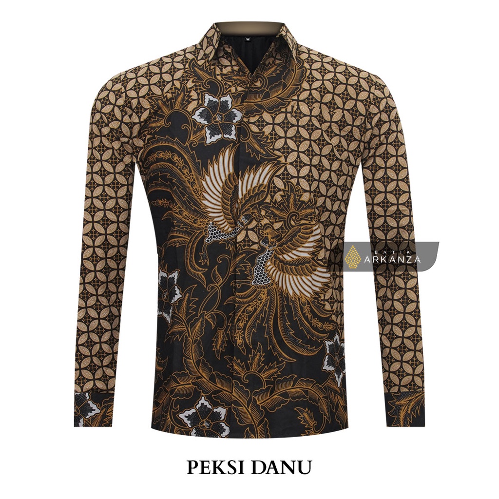 BATIK ARKANZA Motif PEKSI DANU Hem Atasan Kemeja Baju Batik Premium Pria Cowok Laki Laki Slimfit Full Lapis Furing Tangan Lengan Panjang Lengan Pendek Original Asli Solo Laweyan