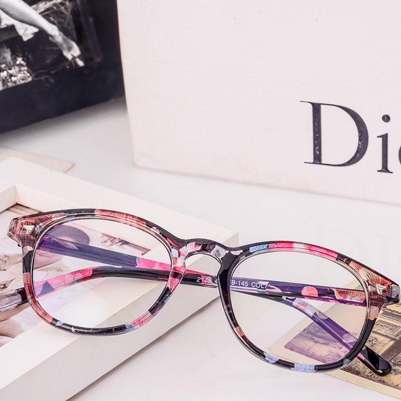 (YUZHU) Kacamata Anti Radiasi Gaya Klasik Untuk Wanita Retro Fashion Bingkai Bulat Leopard Eyeglasses