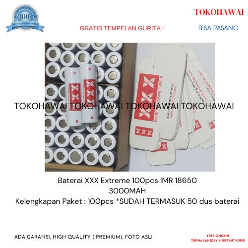 Baterai XXX Extreme 100pcs IMR 18650 - 3000MAH