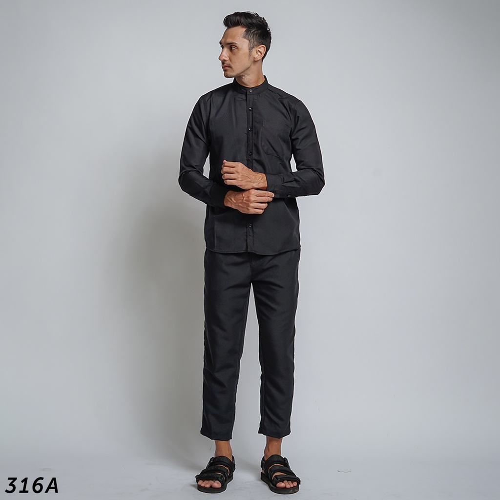 HSRM Ox Shirt 1 Set Black Kemeja Kerah Shanghai Lengan Panjang 316 A