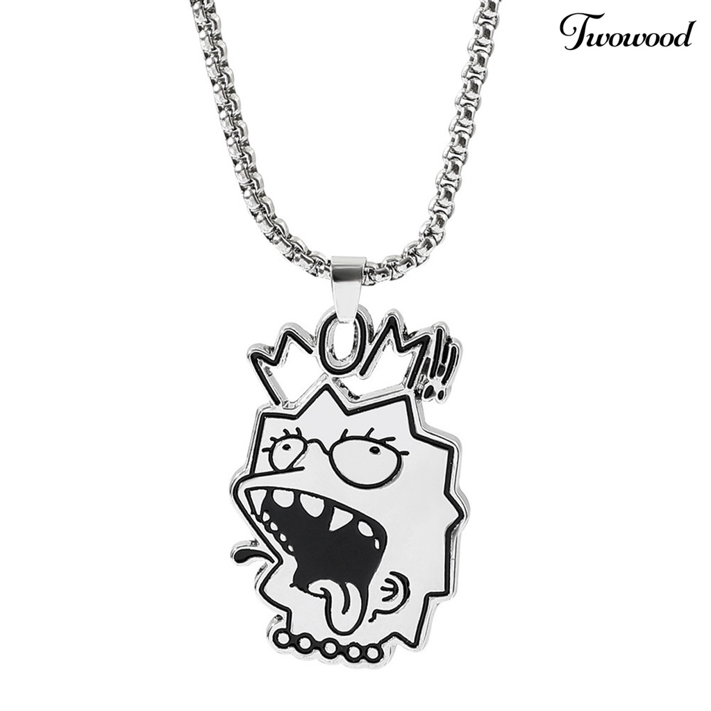 Twowood Pendant Necklace Adjustable Ringan Mudah Dipakai Alergi Gratis Lucu Hias Titanium Steel Hip Hop Kalung Dengan Liontin Kartun Hadiah Untuk Remaja