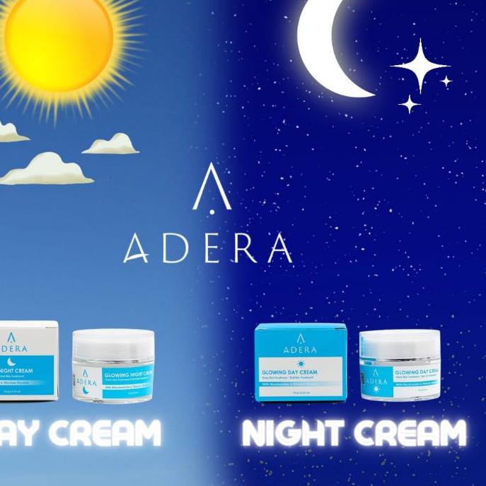 ☂ ADERA GLOWING DAY CREAM NIGHT CREAM / ADERA KRIM SIANG / ADERA KRIM MALAM / ADERA FACE SERUM ♩
