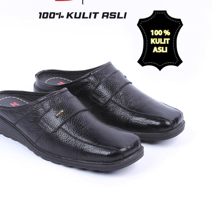 ➶ Zeintin - Sepatu Selop Kulit Pria Zeintin CK 0610 Hitam | Fashion Pria/Sepatu Selop Pria ✸