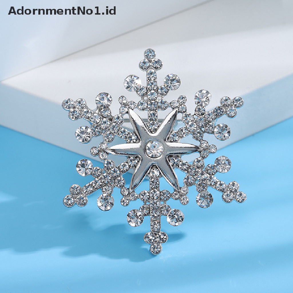 [AdornmentNo1] Fashion Pin Menawan Kristal Berlian Imitasi Bros Natal Snowflake Bros Natal Bros Hadiah [ID]