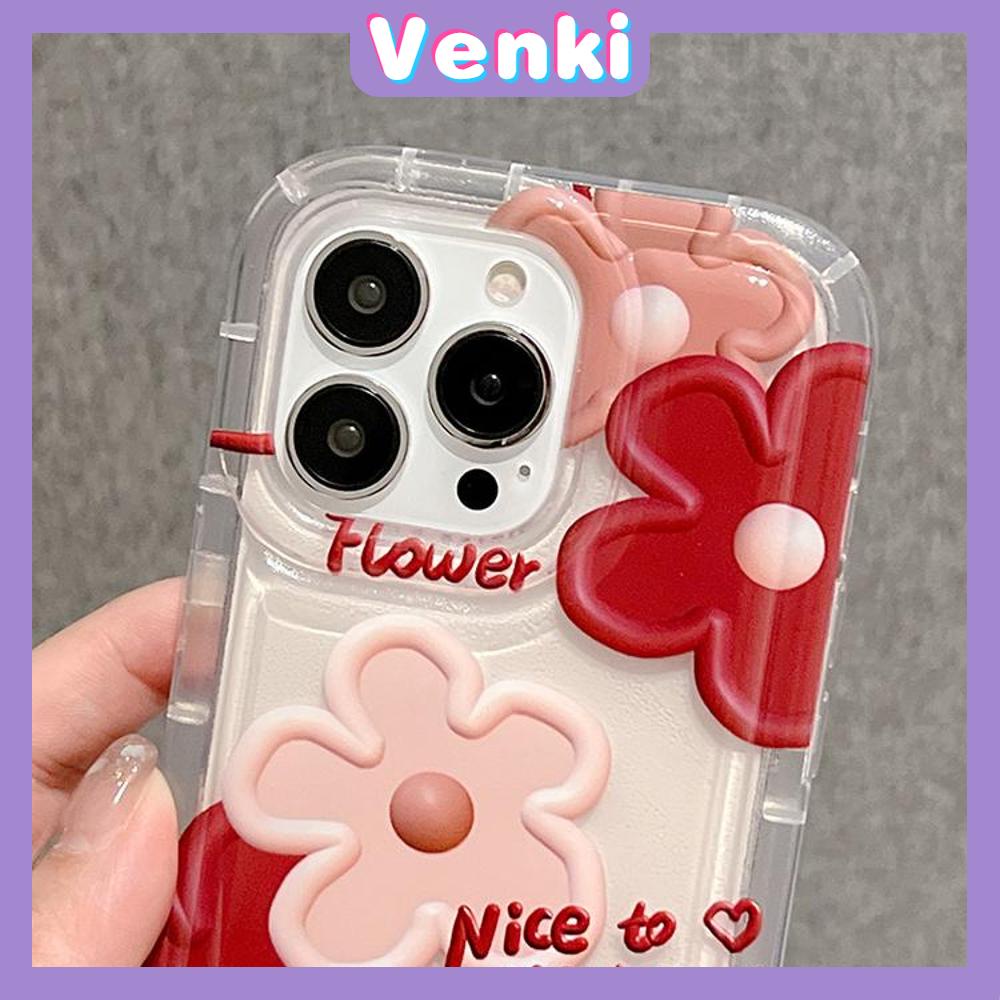 Case For iPhone 14 Pro Max Soft TPU Clear Jelly Airbag Case Red Flowers Camera Protection Shockproof For iPhone 14 13 12 11 Plus Pro Max 7 Plus X XR