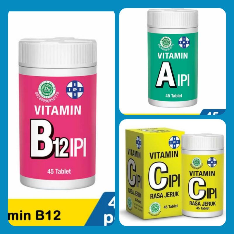 Vitamin IPI C Rasa jeruk / IPI A / IPI B12 / 1 botol isi 45 tablet