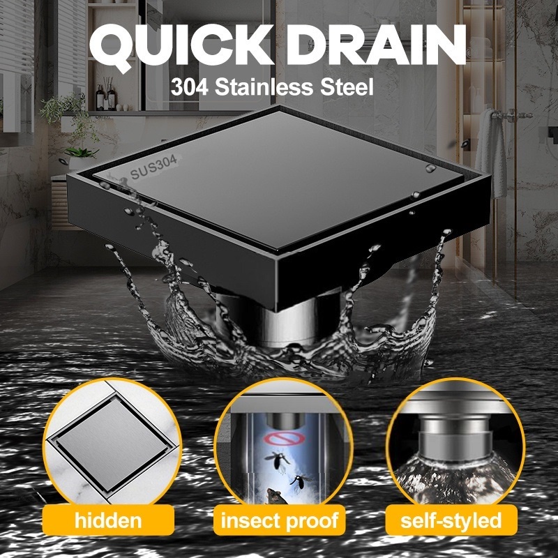 Floor drain Black Stainless Anti Serangga Kecoa Tikus Tikus Minimalis