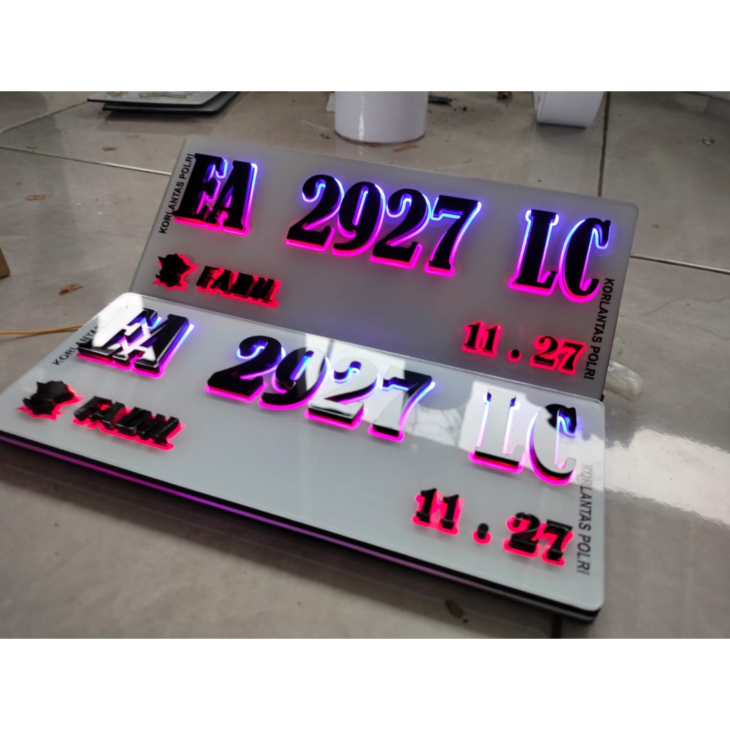 Plat Nomor Variasi Timbul Nyala Terbaru Sepasang untuk motor