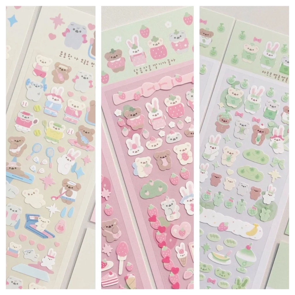 Galicici Oversized Zhang Xiongxiong Rabbit Series Stickers/Stiker Laser Kedip Limbah Pembakaran Perak/Stiker Hias Bahan DIY Lucu