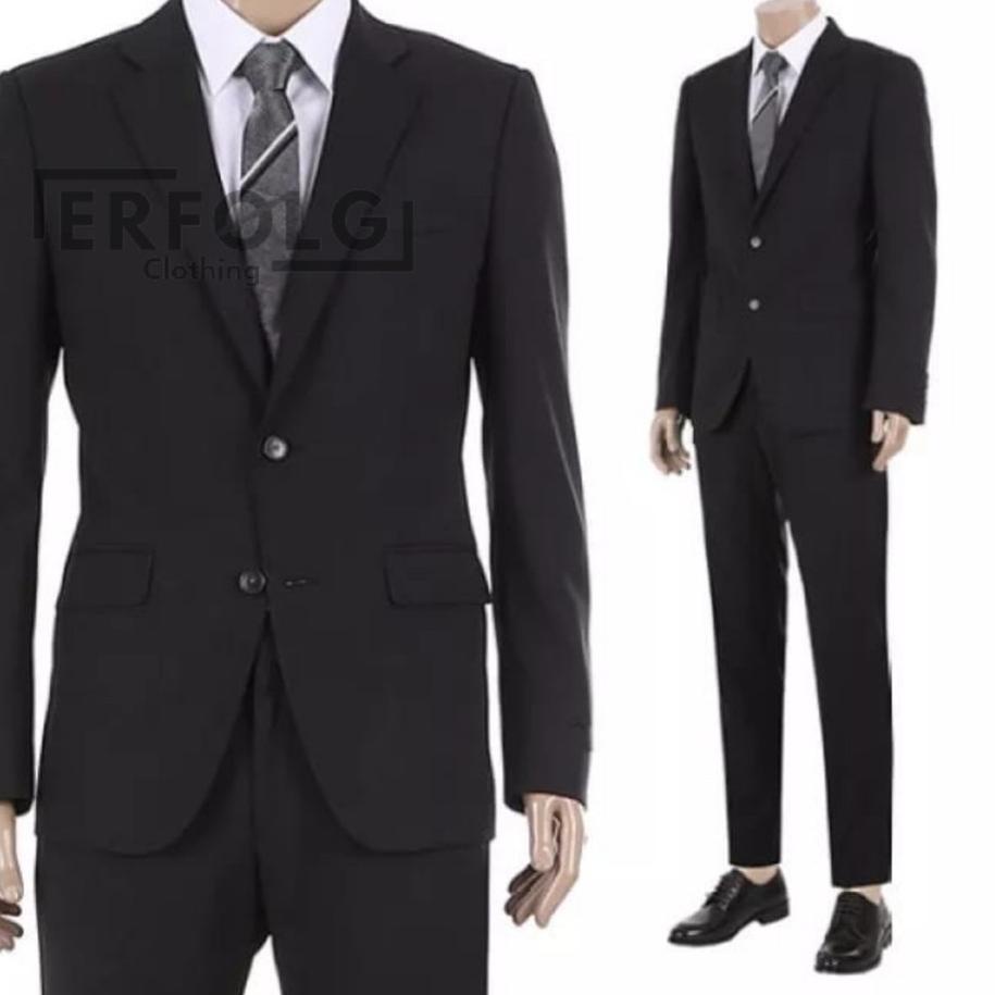 Blazer Hitam Semi Jas Pria Formal Elegan Slimfit Seragam Pondok Pesantren Santri Polos Mahasiswa - .