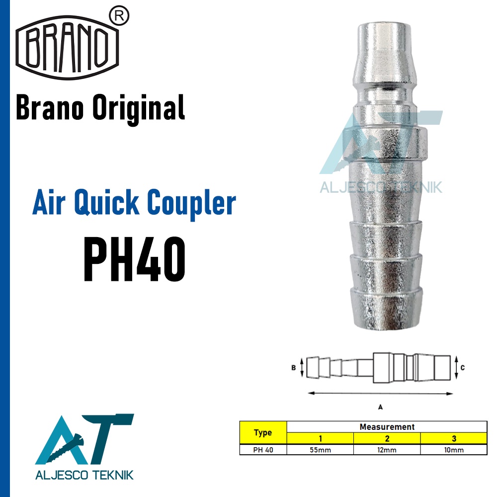 BRANO PH40 PH QUICK COUPLER ANGIN SELANG 1/2 INCH PLUG SELANG