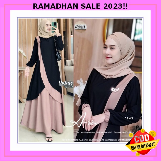 Gamis Wanita Ariana Zahra Size M L Xl Bahan Cringkel Airflow Model Kasual Motif Kombinasi Pakaian Wa