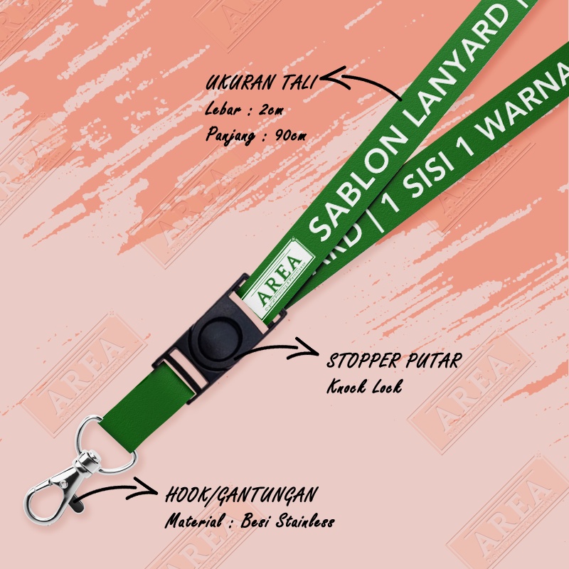 

lanyard Sablon 1 Warna 1 Sisi Custome/Lanyard Hijau Sablon Custome