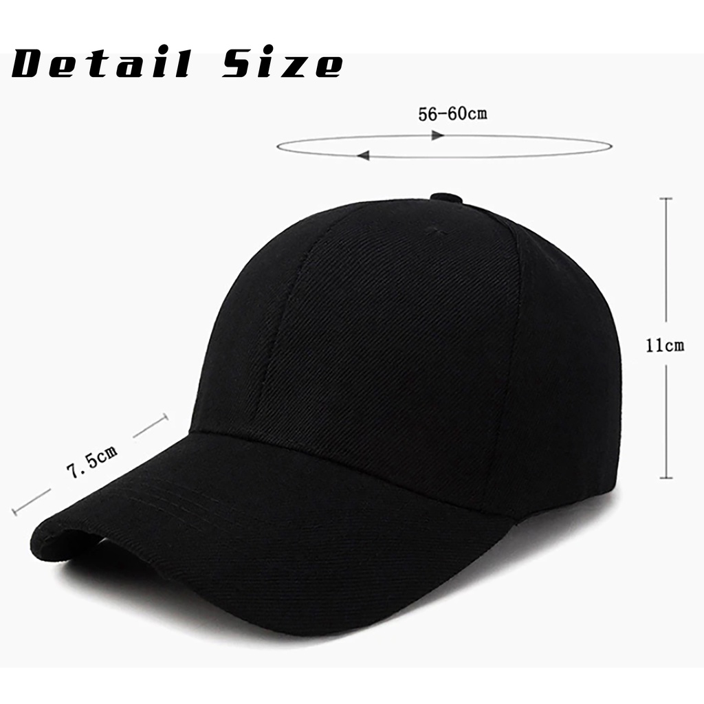 Topi Baseball Polos Pria dan Wanita Banyak Pilihan Warna Bahan Rapel Drill Ring Besi