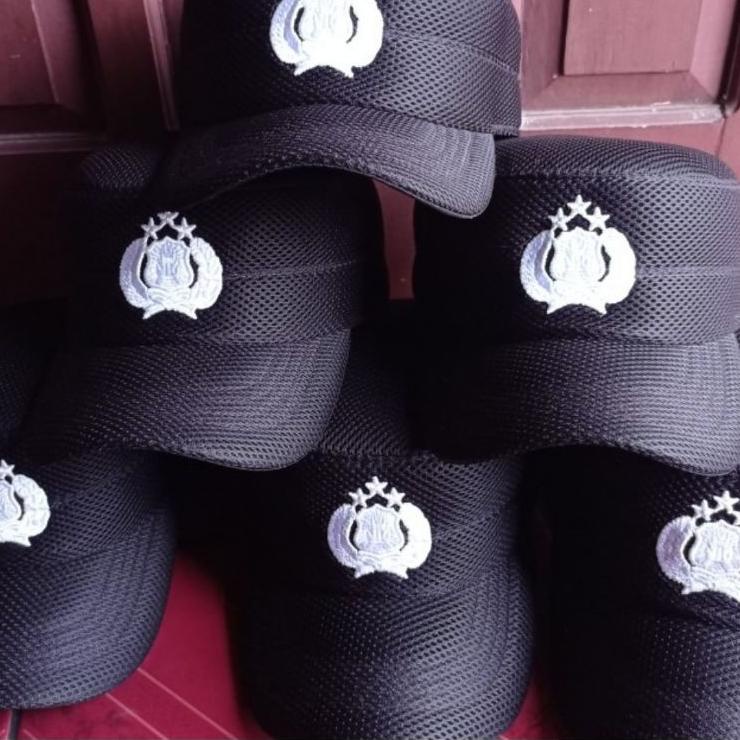 Bisa Cod topi komando Bintara polri bordir timbul kwalitas bahan doblemes