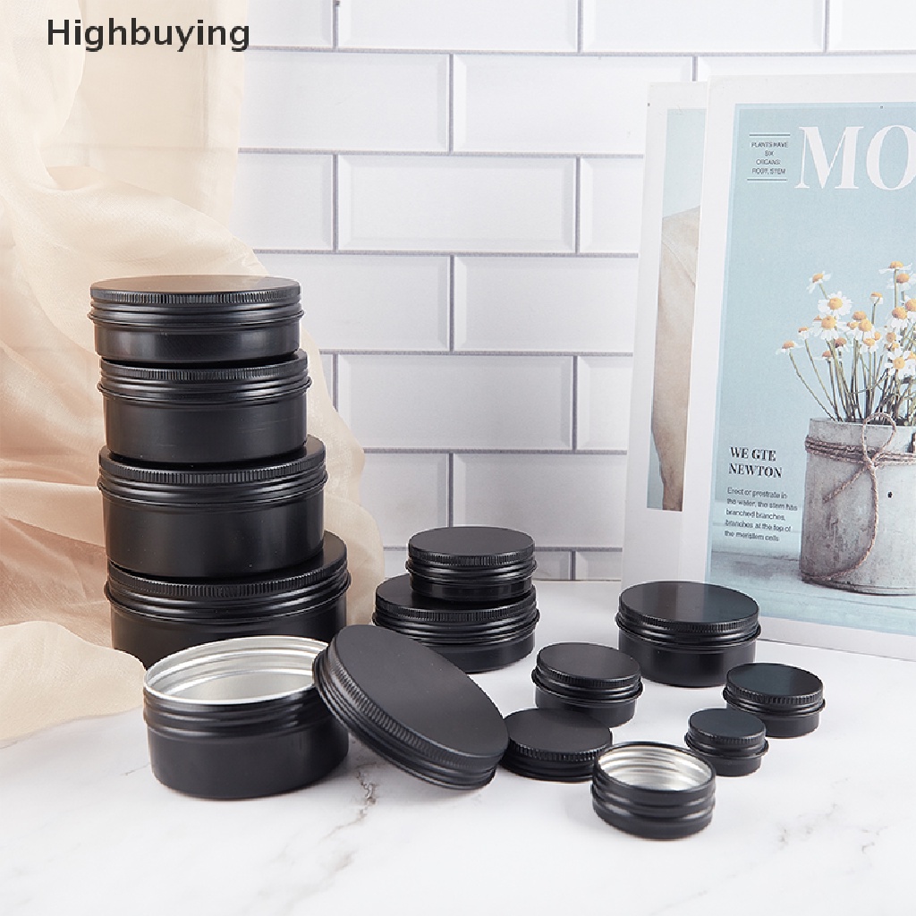 Hbid Hitam Kosong Bulat Kotak Aluminium Metal Kaleng Kaleng Cream Kosmetik Diy Refillable Jar Glory