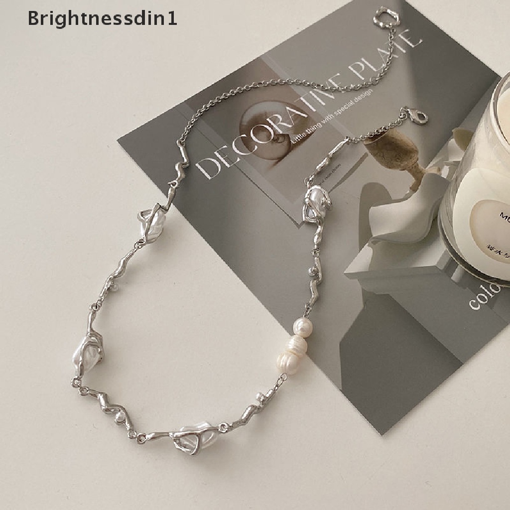 [Brightnessdin1] Fashion Baroque Pearl Kalung Choker Perhiasan Wanita Pernikahan Tidak Teratur Bunga Pearls Elegan Alami Air Tawar Mutiara Butik