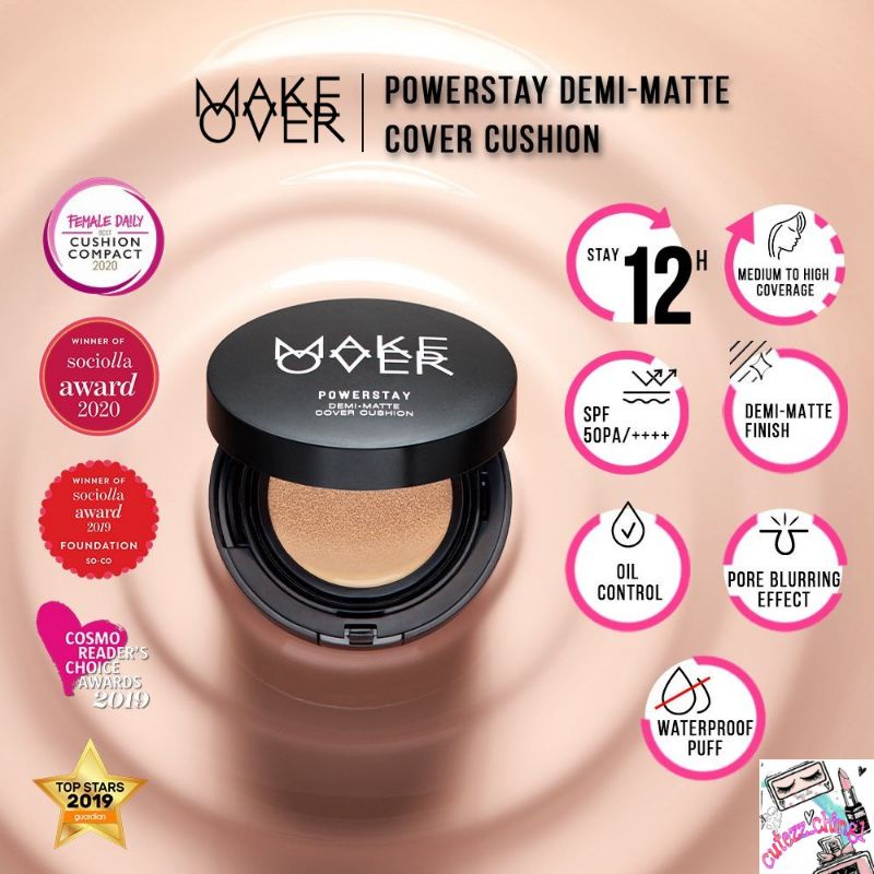 ☃️Cutezz_Ching1☃️Make Over Powerstay Demi-Matte Cover Cushion 15g