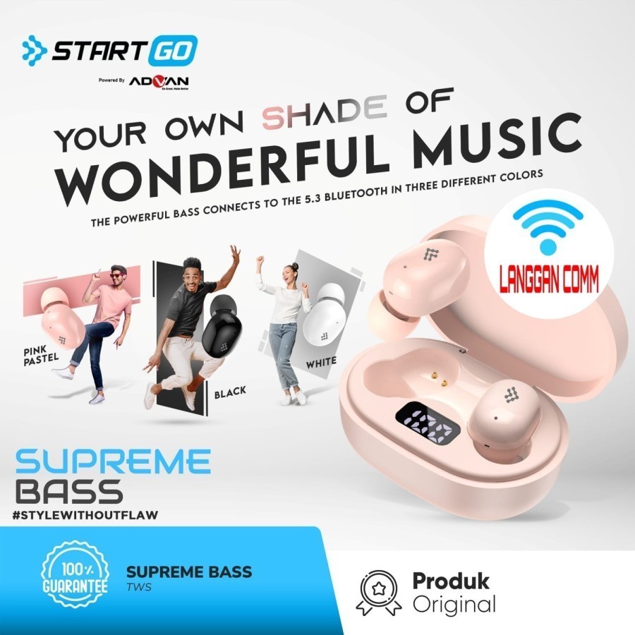 Advan StartGo Eargun In-Ear TWS Earphone Bluetooth Supreme Bass