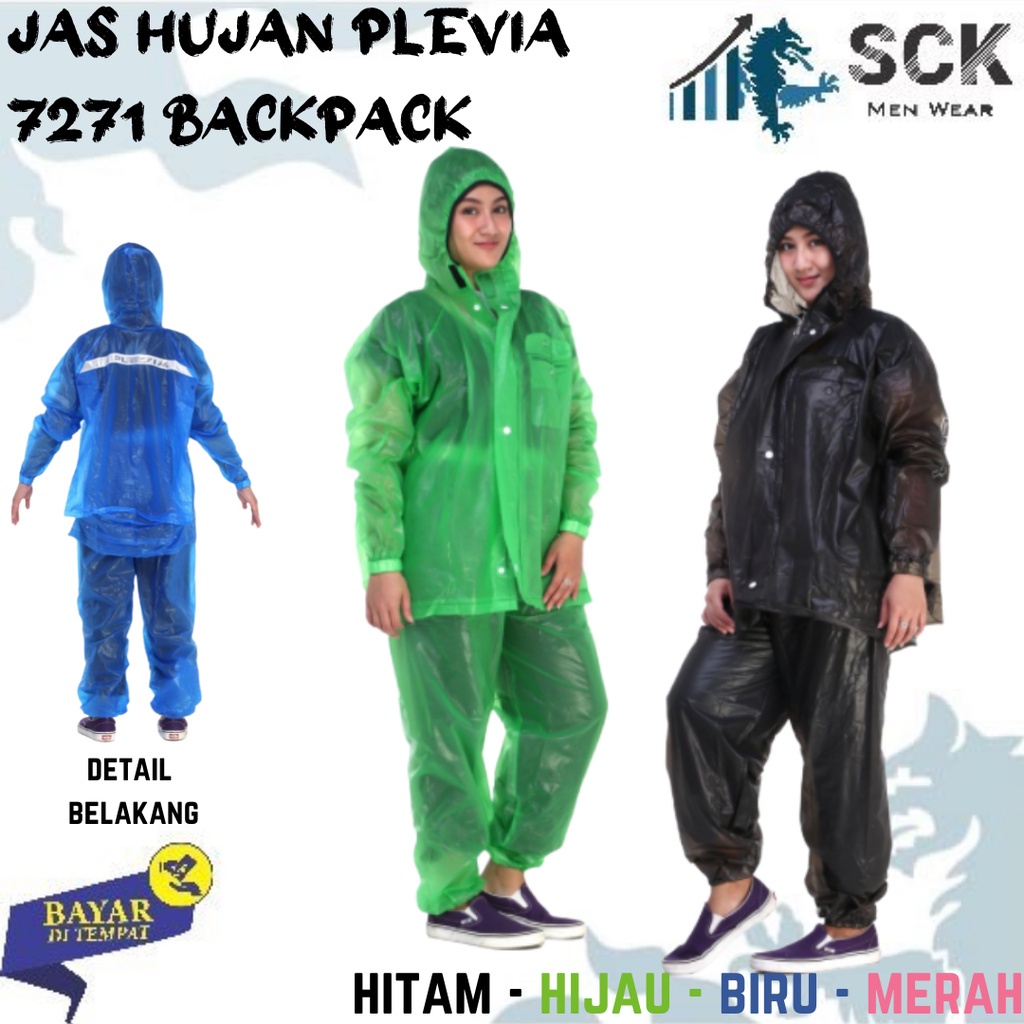 Jas Hujan PLEVIA 7001 Dewasa  Pria Wanita Dewasa Diamond ADVENTURE BP7001 Back Pack - sckmenwear GROSIR