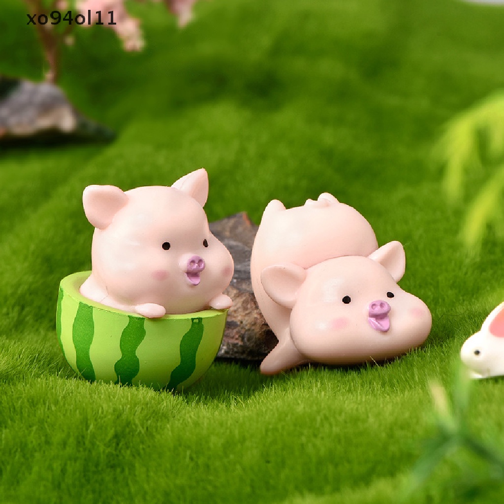 Xo Patung Babi Mini Lucu Model Hewan Lanskap Mikro Dekorasi Rumah Miniatur Peri Hiasan Taman Aksesoris OL