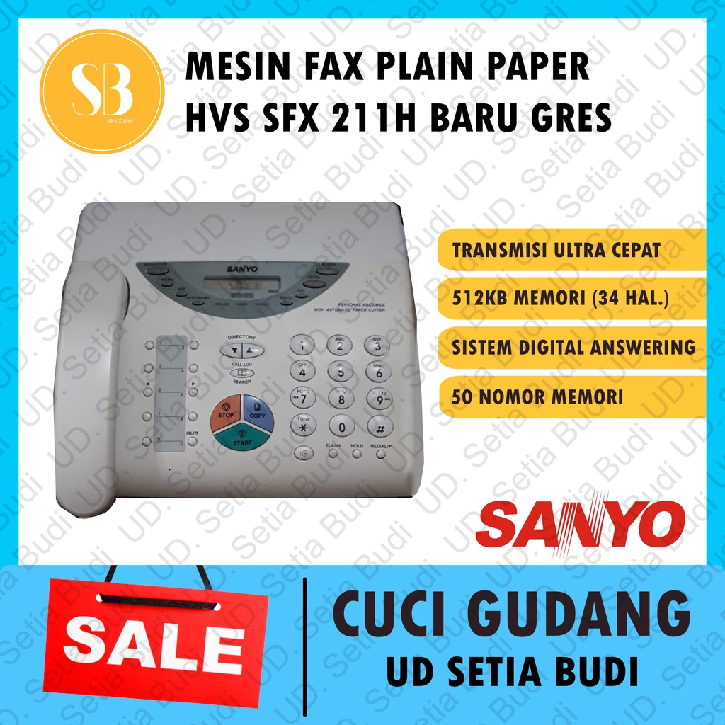 Mesin Facsimile Kertas HVS / Plain Paper Fax Sanyo SFX-211H Baru Gres