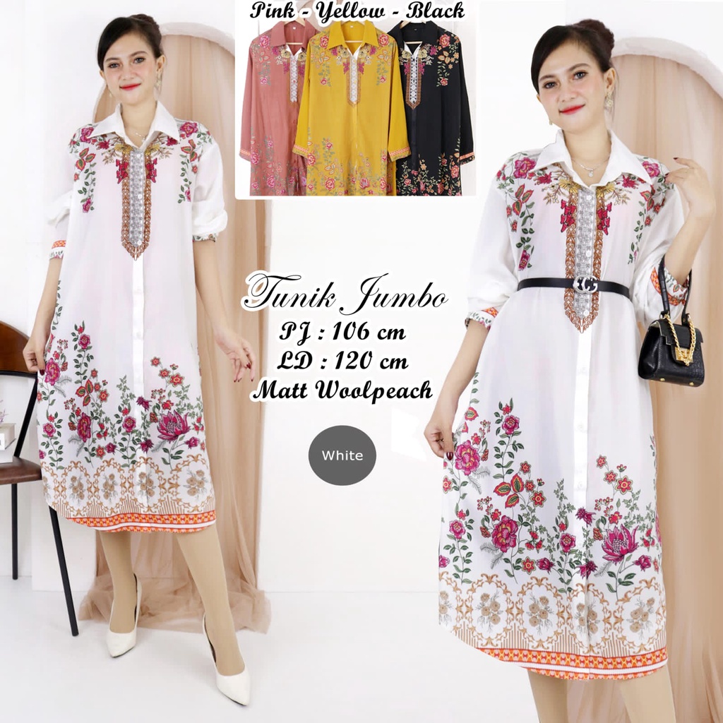 Kemeja Tunik Jumbo Bunga Import #TK190