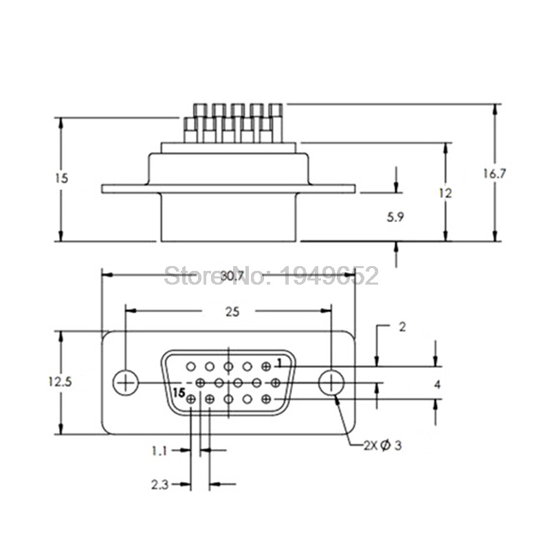 Konektor Adaptor soket socket Kabel DB15 VGA DB 15 male Female Cowo Cewe