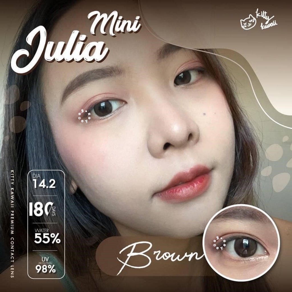 Softlens Kitty Kawaii Mini Julia - Gray dan Brown Bisa Minus