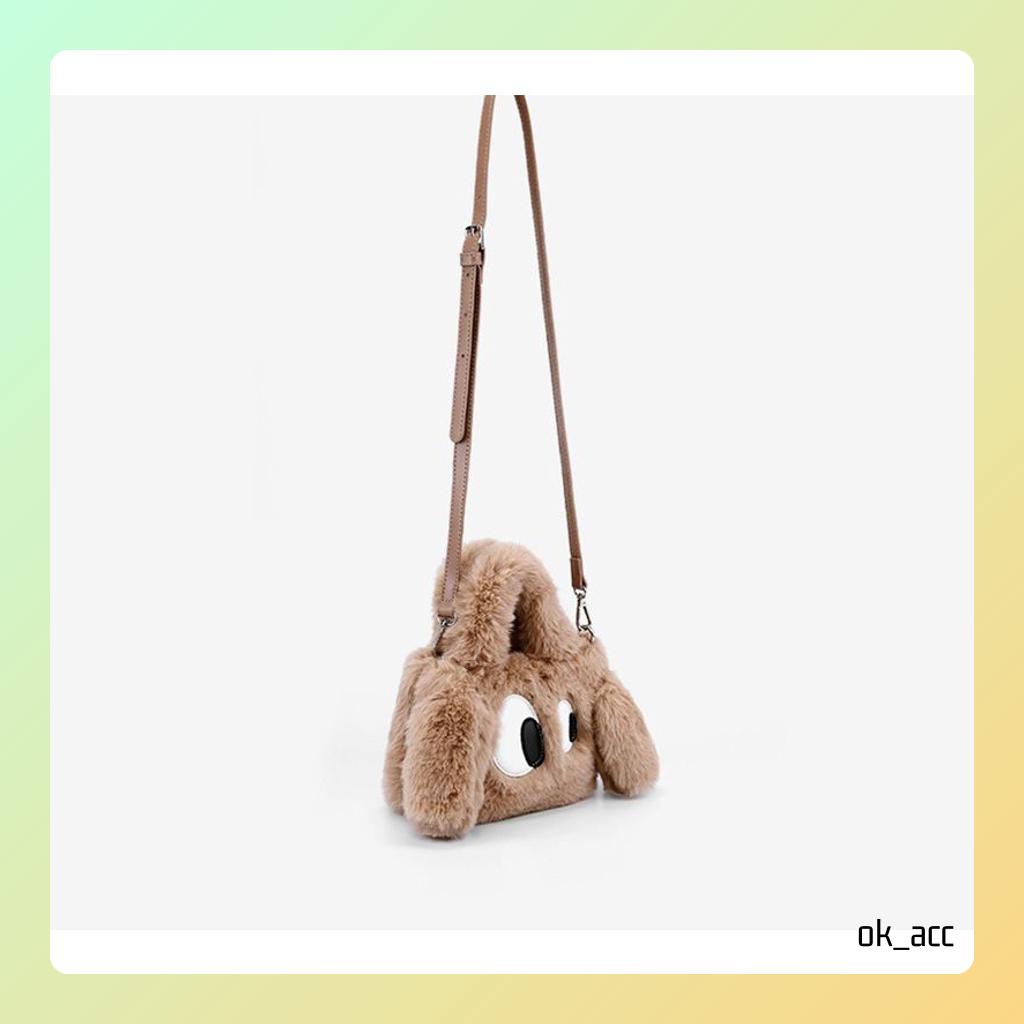 BARU Tas Selempang Kulit Wanita Rantai Messenger Luxury Mini Bag FT62 Bulu boneka lucu 20 x 7 x 13 cm