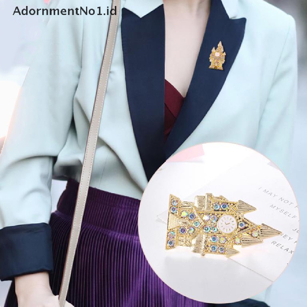 [AdornmentNo1] Fashion Berlian Imitasi Castle Bros Pin Untuk Wanita Pria Kerah Gaun Aksesoris Perhiasan [ID]