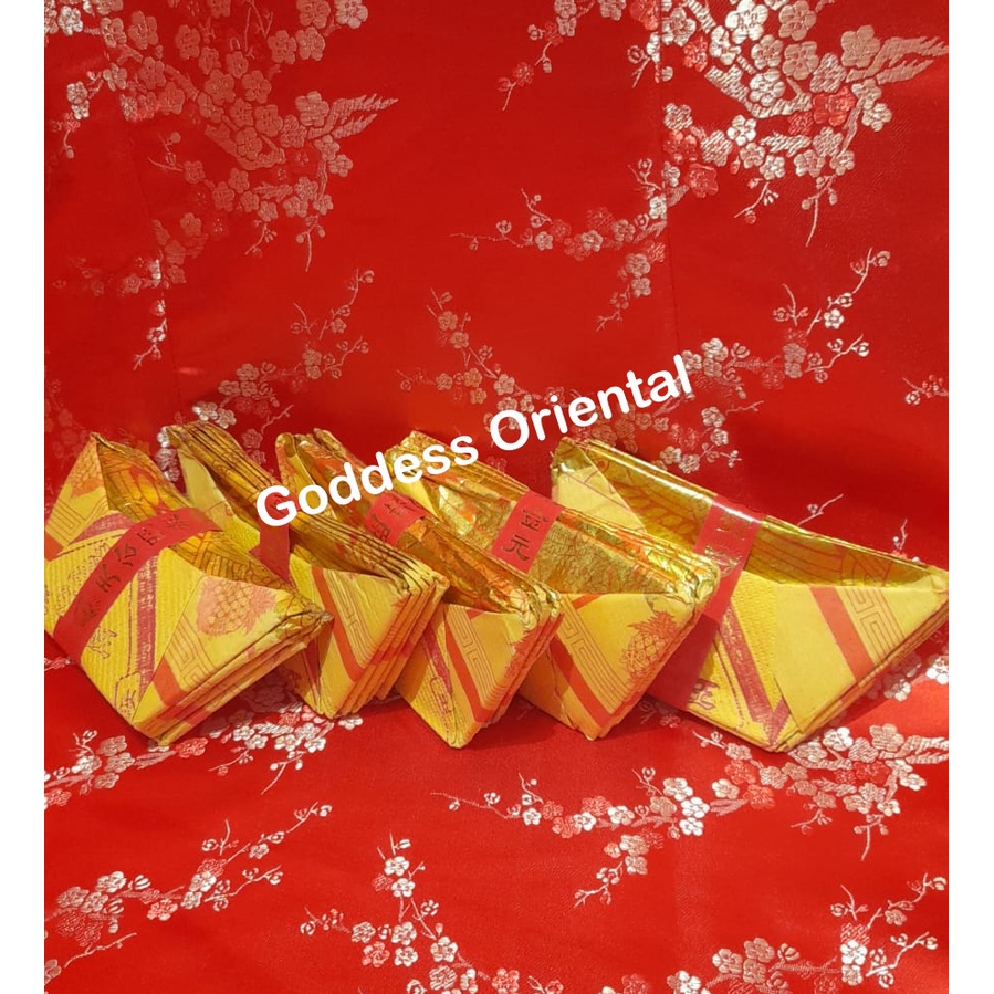 

Kertas Sembahyang Kim Cua Lipat Yuan Bao / Yenpao 5 pack Emas Gold untuk Memohon Rejeki Puja Sembahyangan Dewa Dewi Buddha