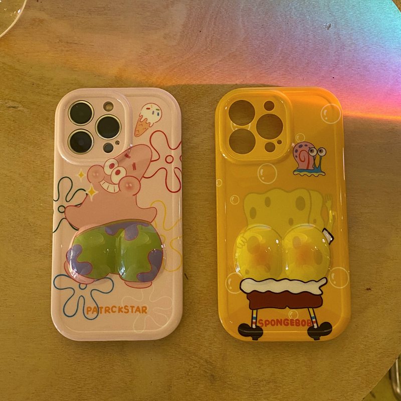 Pinch Swelling SpongeBob &amp; Patrick Star Backside Soft Case HP iP iPhone 14 Plus 11 12 13 Pro Max New Casing Apple