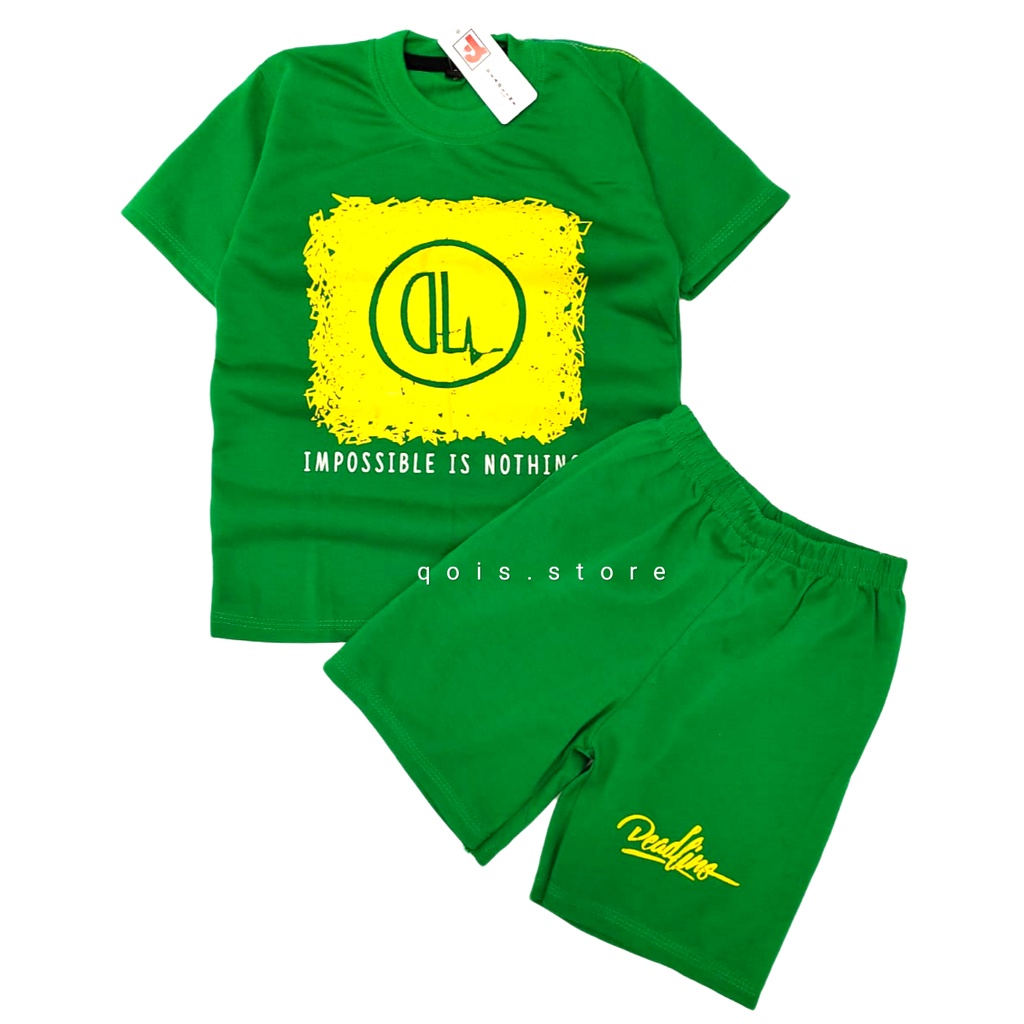 Setelan Anak Laki-laki / Setelan Distro Thirteen 1-10 Thn ,hijau kuning