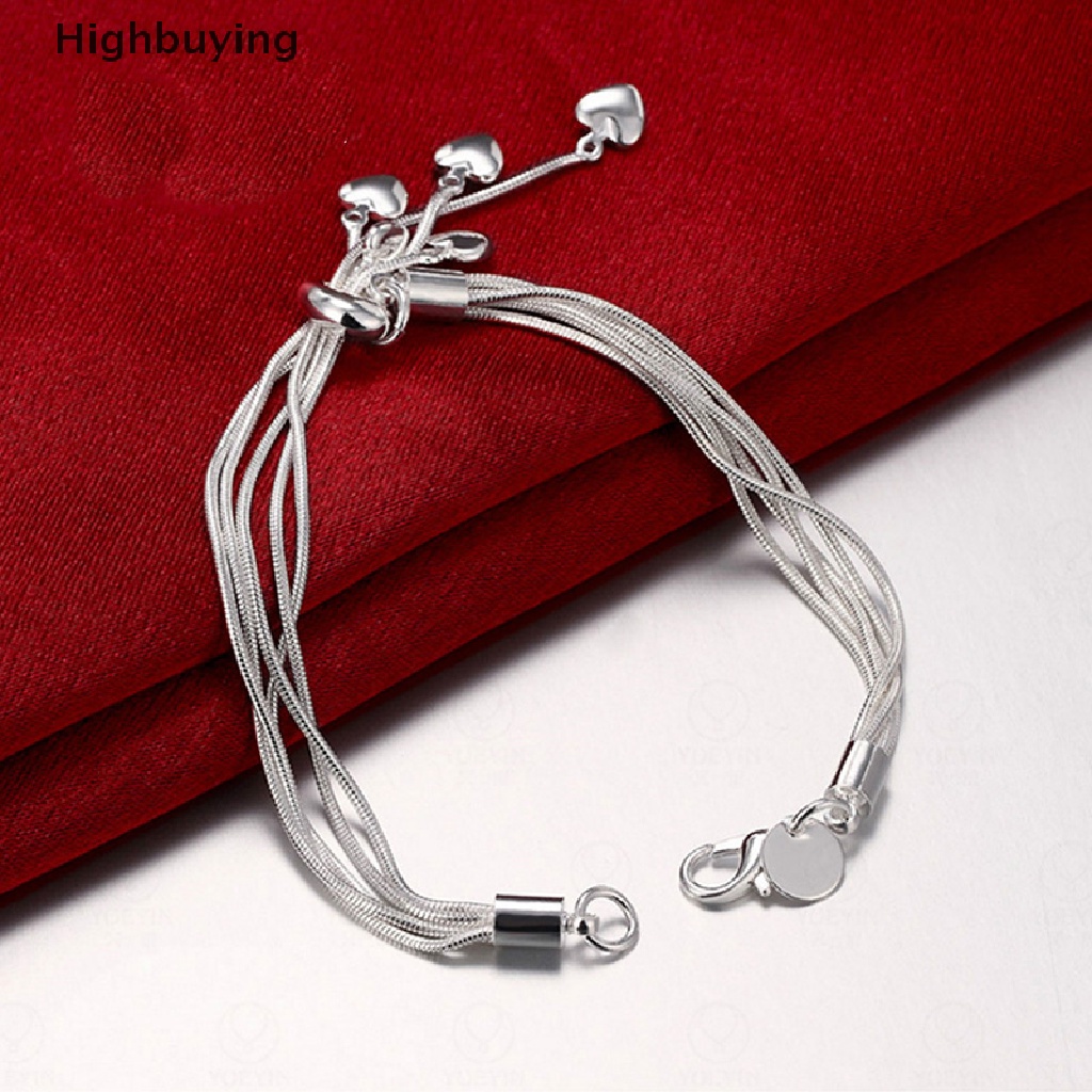 Hbid Fashion Wanita Rumbai Liontin Hati Perak Berlapis Rantai Gelang Bangle Perhiasan Glory