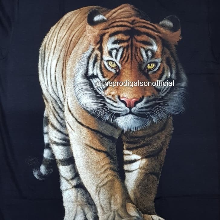 Kaos Rock Chang Import Size XL Harimau 2 HD Glow in The Dark