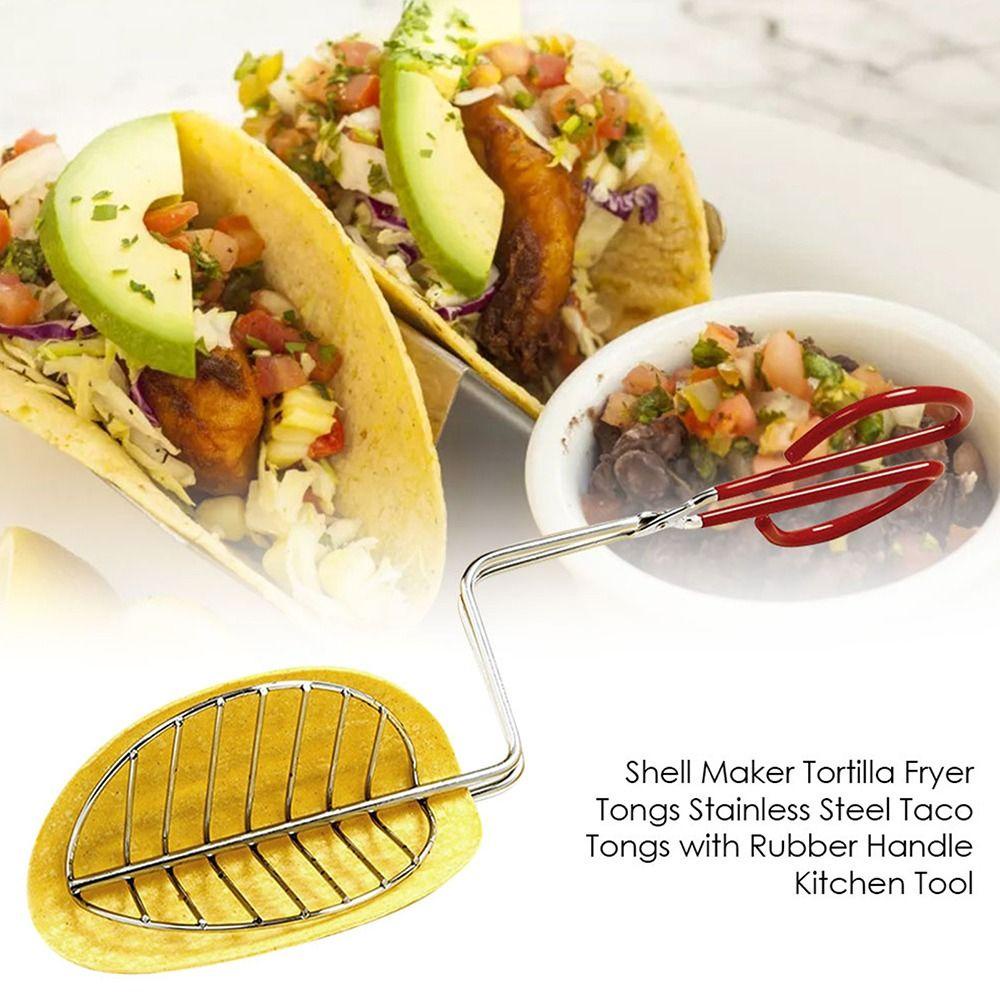 [Elegan] Taco Shell Maker Press Dapur Kreatif Dengan Gagang Karet Tahan Lama Alat Penggoreng Pancake Jepit Taco Holders